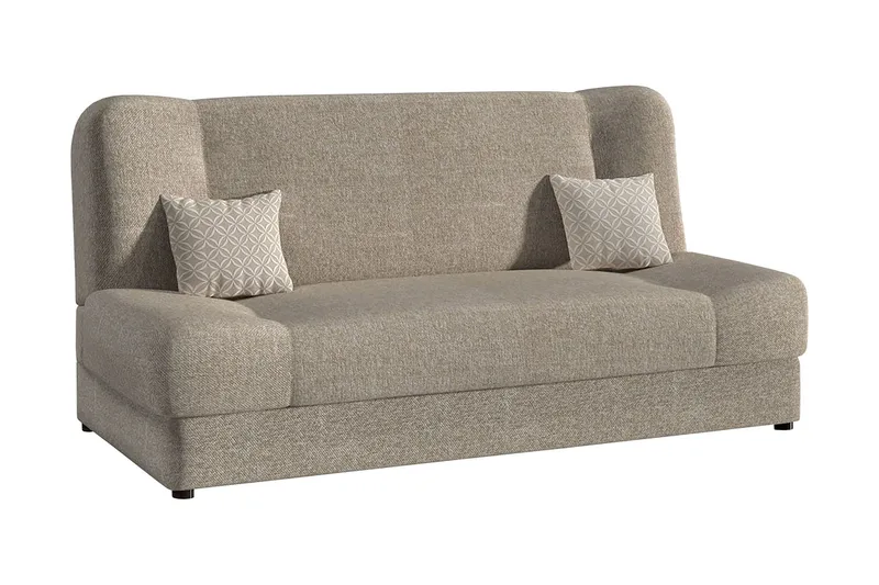 Redes 2-sits Rektangulär Längsbäddad Bäddsoffa 116x195 cm med Förvaring i Tyg, Beige