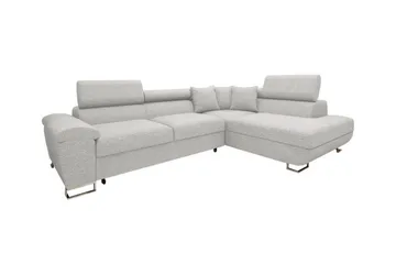 Reginia 3-sits Höger Hörnbäddsoffa 125x195 cm med Förvaring i Tyg - Grå - Möbler - Soffa - Bäddsoffa