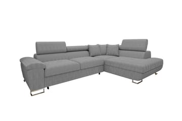 Reginia 3-sits Högervänd Hörnbäddsoffa med Förvaring i Tyg - Grå - Möbler - Soffa - Bäddsoffa