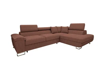 Reginia 3-sits Högervänd Hörnbäddsoffa med Förvaring i Tyg - Terrakotta - Möbler - Soffa - Bäddsoffa