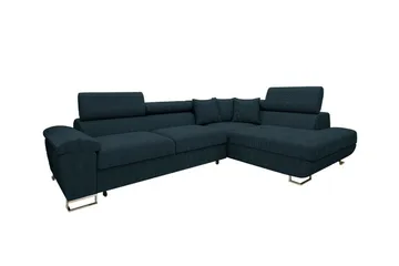 Reginia 3-sits Högervänd L-formad Hörnbäddsoffa med Förvaring i Tyg - Blå - Möbler - Soffa - Bäddsoffa