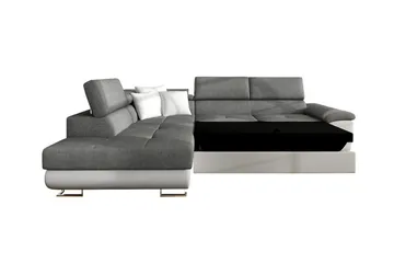 Reginia 3-sits Högervänd L-formad Hörnbäddsoffa med Förvaring i Tyg - Grön - Möbler - Soffa - Bäddsoffa
