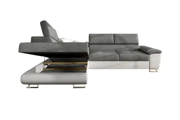 Reginia 3-sits Hörnbäddsoffa 125x195 cm med Förvaring i Manchestertyg - Ljusbeige - Möbler - Soffa - Bäddsoffa