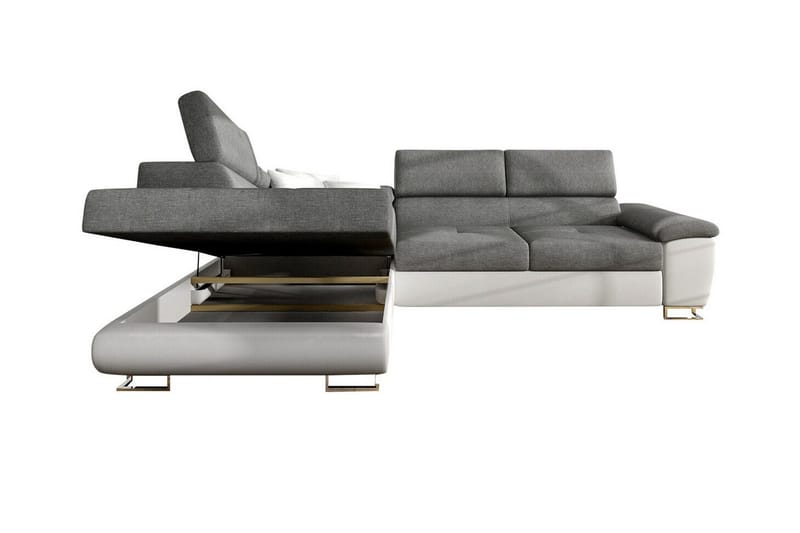 Reginia 3-sits Hörnbäddsoffa 125x195 cm med Förvaring i Manchestertyg - Ljusbeige - Möbler - Soffa - Bäddsoffa