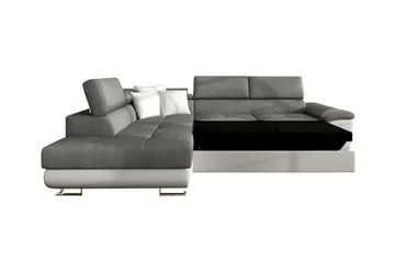 Reginia 3-sits Hörnbäddsoffa 125x195 cm med Förvaring i Manchestertyg - Ljusbeige - Möbler - Soffa - Bäddsoffa