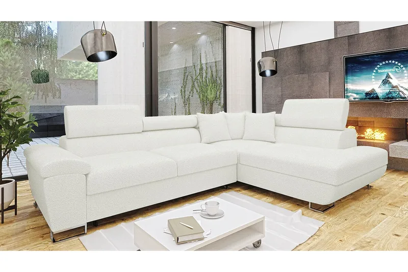 Reginia 3-sits Hörnbäddsoffa NO_BRAND White - Möbler - Soffa - Bäddsoffa