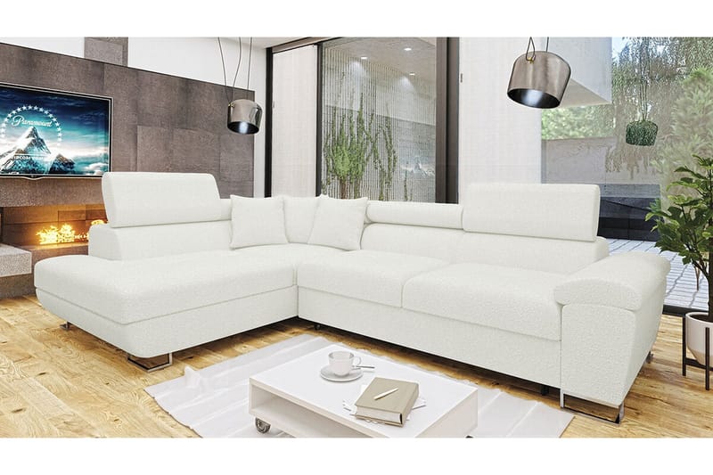 Reginia 3-sits Hörnbäddsoffa NO_BRAND White - Möbler - Soffa - Bäddsoffa