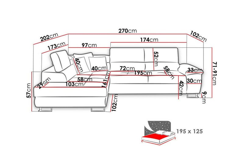 Reginia 3-sits Hörnbäddsoffa White - Möbler - Soffa - Bäddsoffa