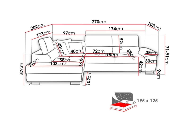 Reginia 3-sits Hörnbäddsoffa - Möbler - Soffa - Bäddsoffa