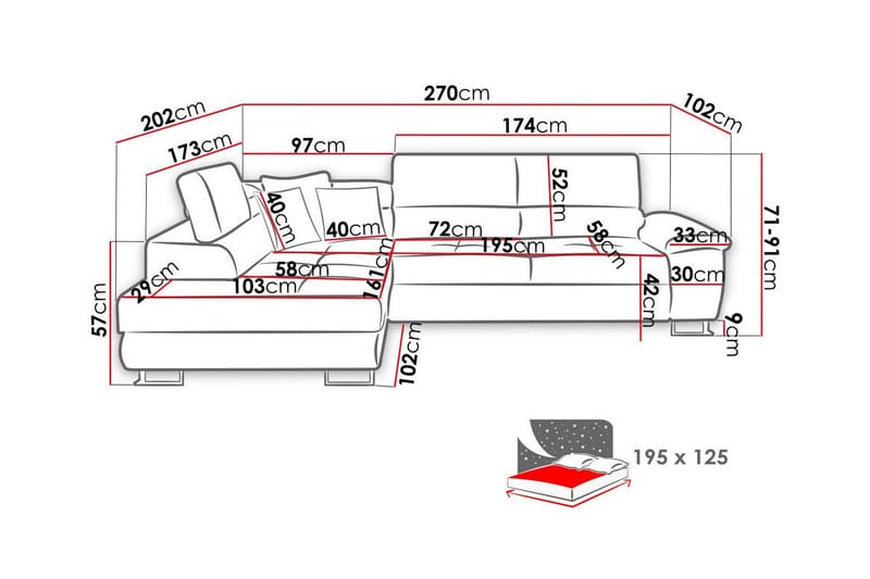 Reginia 3-sits Hörnbäddsoffa - Möbler - Soffa - Bäddsoffa
