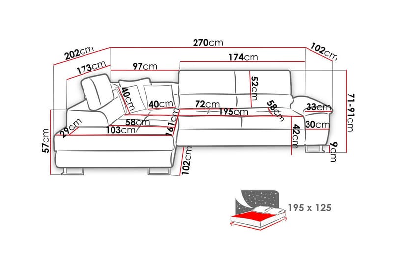 Reginia 3-sits Hörnbäddsoffa - Möbler - Soffa - Bäddsoffa