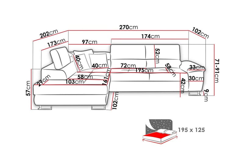 Reginia 3-sits Hörnbäddsoffa - Möbler - Soffa - Bäddsoffa