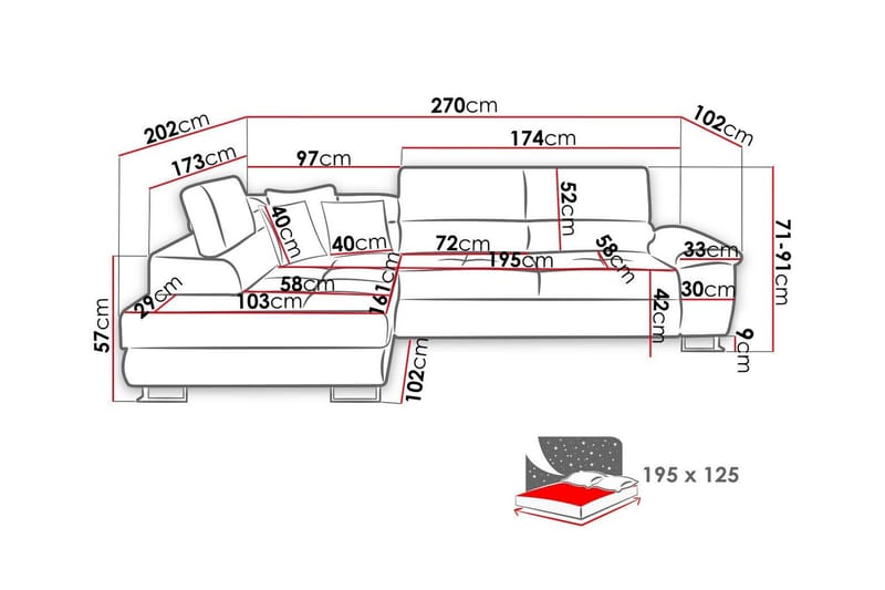 Reginia 3-sits Hörnbäddsoffa - Möbler - Soffa - Bäddsoffa
