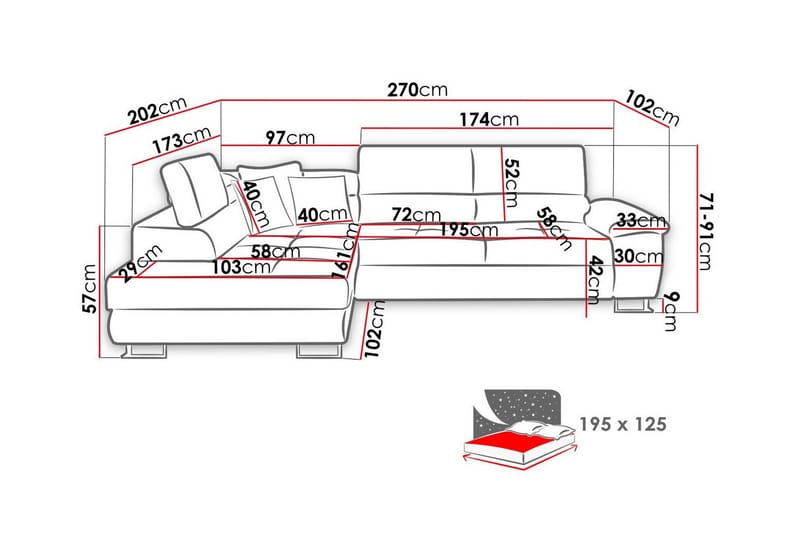Reginia 3-sits Hörnbäddsoffa - Möbler - Soffa - Bäddsoffa