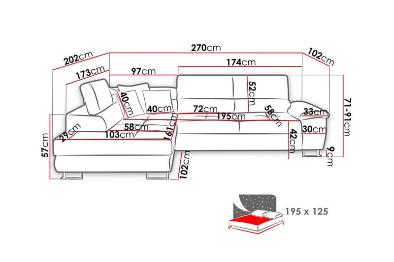 Reginia 3-sits Hörnbäddsoffa - Möbler - Soffa - Bäddsoffa