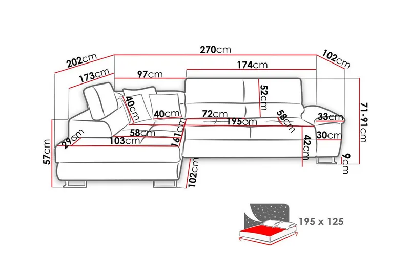 Reginia 3-sits Hörnbäddsoffa - Möbler - Soffa - Bäddsoffa