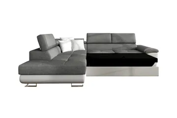 Reginia 3-sits Vänster Hörnbäddsoffa 125x195 cm med Förvaring i Boucle - Vit - Möbler - Soffa - Bäddsoffa