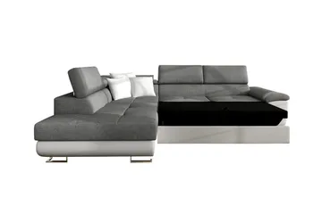 Reginia 3-sits Vänstervänd Hörnbäddsoffa 125x195 cm med Förvaring - Grå - Möbler - Soffa - Bäddsoffa