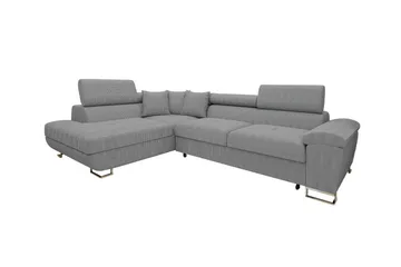 Reginia 3-sits Vänstervänd Hörnbäddsoffa 125x195 cm med Förvaring - Grå - Möbler - Soffa - Bäddsoffa