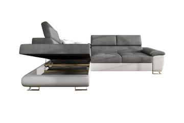 Reginia 3-sits Vänstervänd Hörnbäddsoffa 125x195 cm med Förvaring - Krämvit - Möbler - Soffa - Bäddsoffa