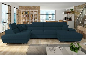 Reginia 4-sits Hörnbäddsoffa 125x270 cm med Förvaring i Manchestertyg - Blå - Möbler - Soffa - Bäddsoffa