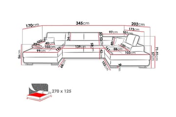 Reginia 4-sits Hörnbäddsoffa 125x270 cm med Förvaring i Manchestertyg - Blå - Möbler - Soffa - Bäddsoffa