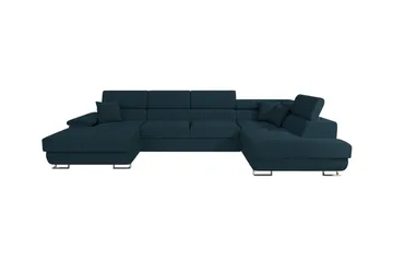 Reginia 4-sits Hörnbäddsoffa 125x270 cm med Förvaring i Manchestertyg - Blå - Möbler - Soffa - Bäddsoffa