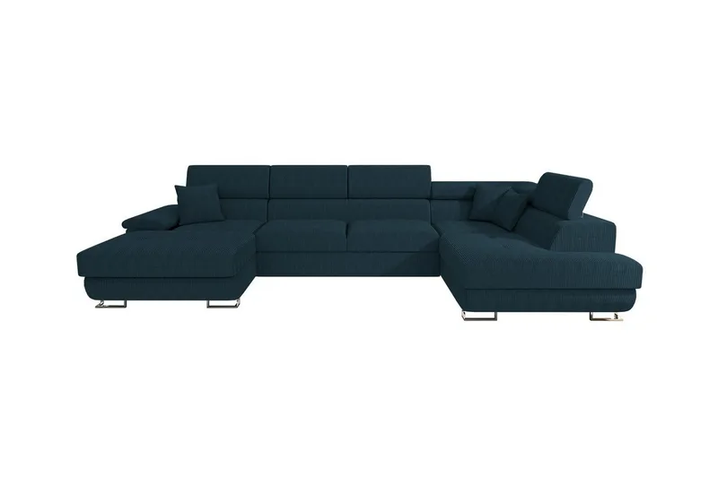 Reginia 4-sits Hörnbäddsoffa 125x270 cm med Förvaring i Manchestertyg, Blå