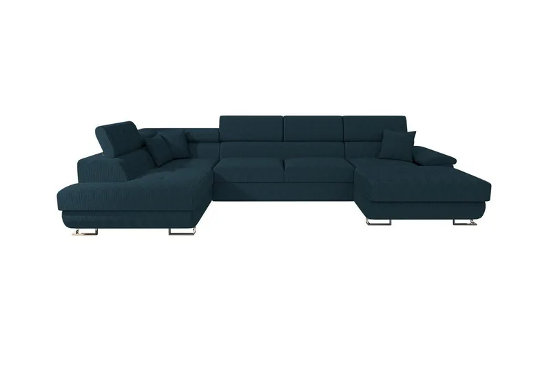 Reginia 4-sits Hörnbäddsoffa 125x270 cm med Förvaring i Manchestertyg, Blå