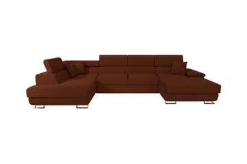Reginia 4-sits Hörnbäddsoffa 125x270 cm med Förvaring i Manchestertyg - Brun - Möbler - Soffa - Bäddsoffa
