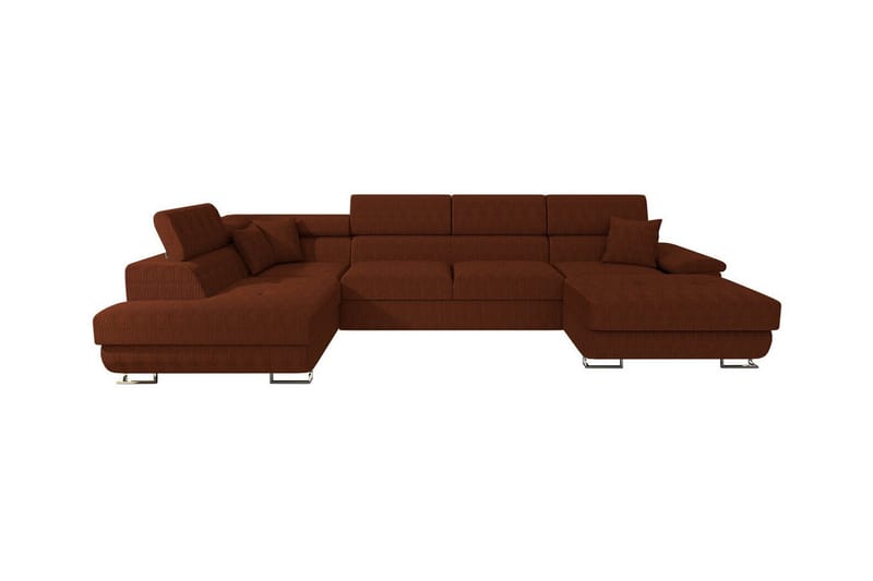 Reginia 4-sits Hörnbäddsoffa 125x270 cm med Förvaring i Manchestertyg, Brun