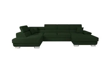 Reginia 4-sits Hörnbäddsoffa 125x270 cm med Förvaring i Manchestertyg - Flaskgrön - Möbler - Soffa - Bäddsoffa