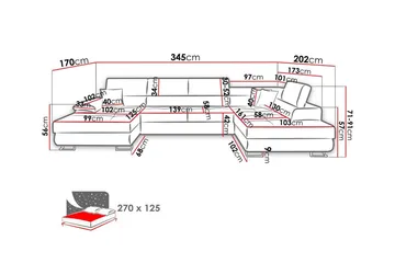 Reginia 4-sits Hörnbäddsoffa 125x270 cm med Förvaring i Manchestertyg - Flaskgrön - Möbler - Soffa - Bäddsoffa