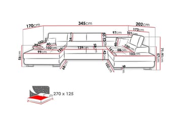 Reginia 4-sits Hörnbäddsoffa 125x270 cm med Förvaring i Manchestertyg - Gräddvit - Möbler - Soffa - Bäddsoffa