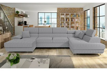 Reginia 4-sits Hörnbäddsoffa 125x270 cm med Förvaring i Manchestertyg - Grå - Möbler - Soffa - Bäddsoffa
