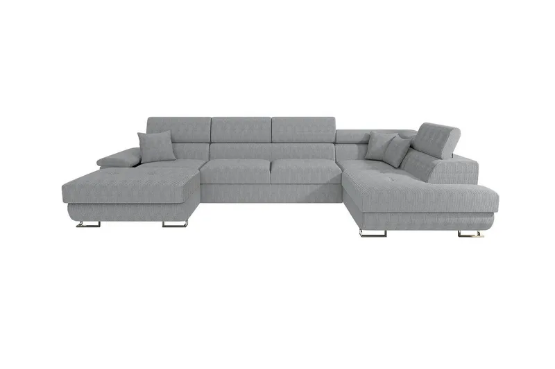 Reginia 4-sits Hörnbäddsoffa 125x270 cm med Förvaring i Manchestertyg, Grå