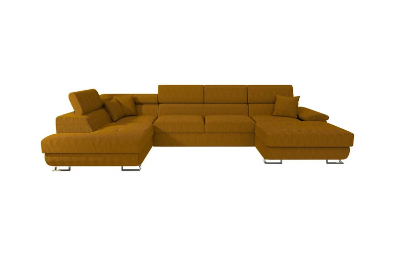 Reginia 4-sits Hörnbäddsoffa 125x270 cm med Förvaring i Manchestertyg, Gul