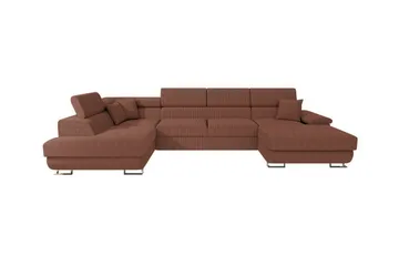 Reginia 4-sits Hörnbäddsoffa 125x270 cm med Förvaring i Manchestertyg - Terrakotta - Möbler - Soffa - Bäddsoffa