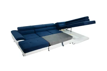 Reginia 4-sits Hörnbäddsoffa 125x270 cm med Lift up  Förvaring i Manchestertyg - Marinblå - Möbler - Soffa - Bäddsoffa