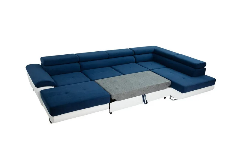Reginia 4-sits Hörnbäddsoffa 125x270 cm med Lift up  Förvaring i Manchestertyg - Marinblå - Möbler - Soffa - Bäddsoffa