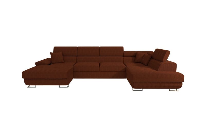 Reginia 4-sits Hörnbäddsoffa 125x270 cm med Liftup Förvaring i Manchestertyg, Brun