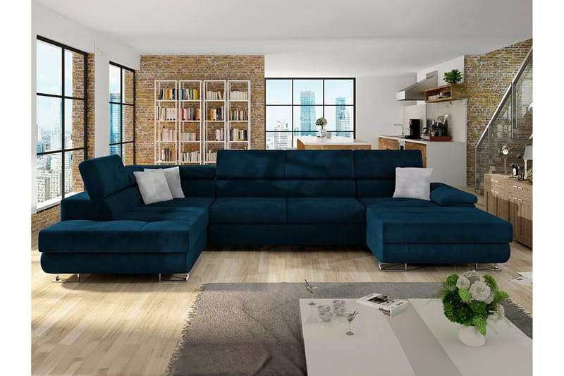 Reginia 4-sits Hörnbäddsoffa 375 cm Dark blue - Möbler - Soffa - Bäddsoffa