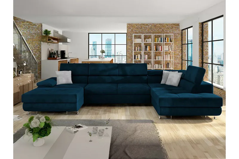 Reginia 4-sits Hörnbäddsoffa 375 cm NO_BRAND Dark blue - Möbler - Soffa - Bäddsoffa