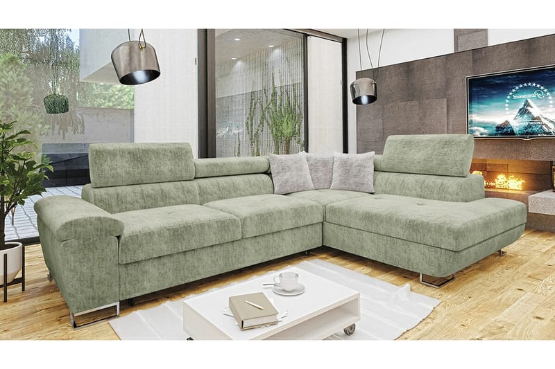 Reginia 4-sits Hörnbäddsoffa NO_BRAND Light green - Möbler - Soffa - Bäddsoffa