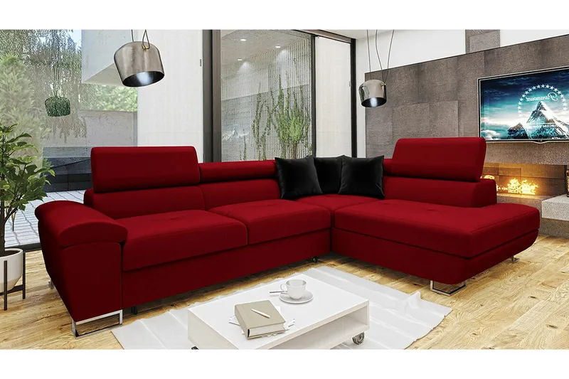 Reginia 4-sits Hörnbäddsoffa NO_BRAND Red - Möbler - Soffa - Bäddsoffa