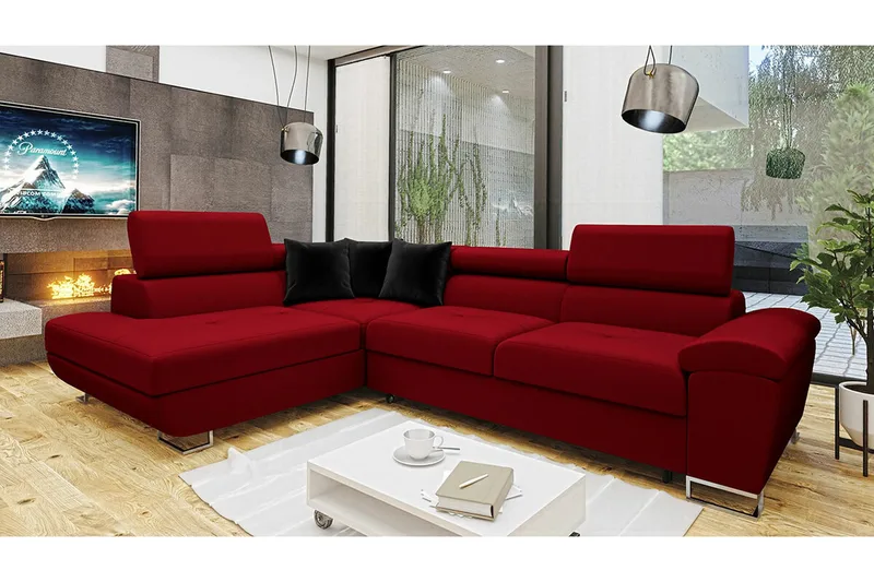 Reginia 4-sits Hörnbäddsoffa NO_BRAND Red - Möbler - Soffa - Bäddsoffa