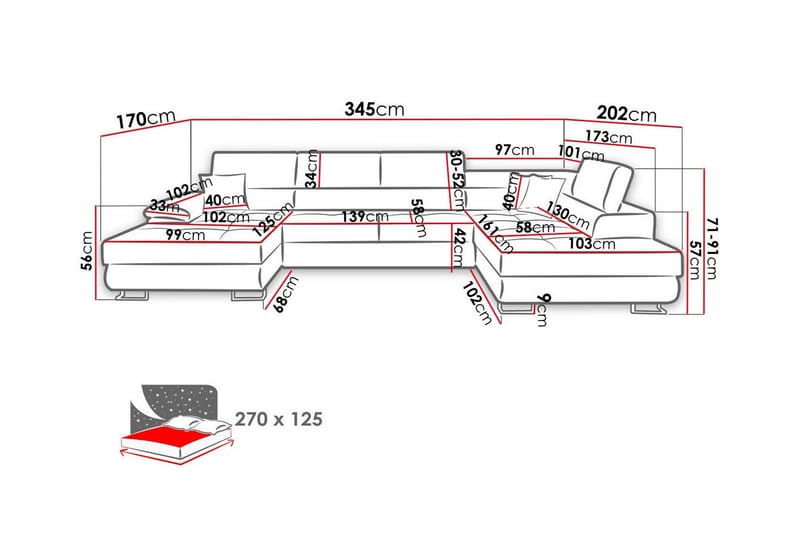 Reginia 4-sits Hörnbäddsoffa - Möbler - Soffa - Bäddsoffa