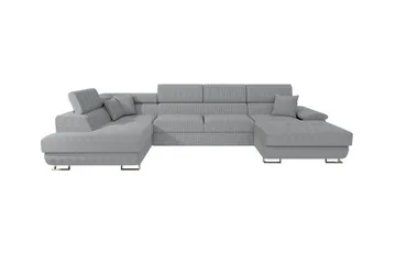 Reginia 4-sits U-formad Hörnbäddsoffa med Förvaring i Tyg - Grå - Möbler - Soffa - Bäddsoffa
