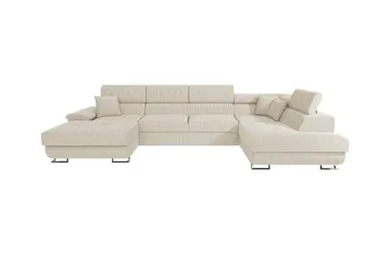 Reginia 4-sits U-formad Hörnbäddsoffa med Förvaring i Tyg - Krämvit - Möbler - Soffa - Bäddsoffa