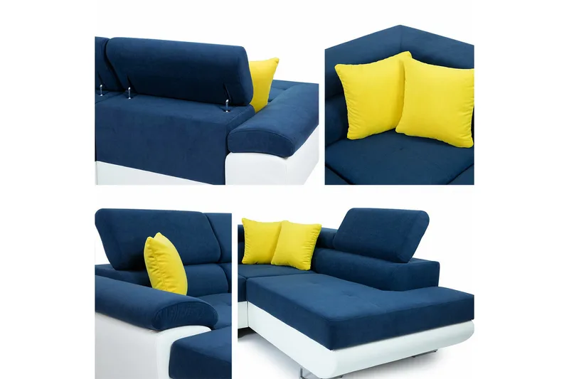 Reginia 4-sits U-formad Hörnbäddsoffa med Förvaring i Tyg - Krämvit - Möbler - Soffa - Bäddsoffa